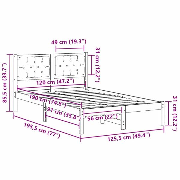 Bettgestell mit Kopfteil Dunkelgrau 120 x 190 cm Stoff