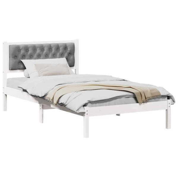 Bettgestell mit Kopfteil Hellgrau 100 x 200 cm Stoff