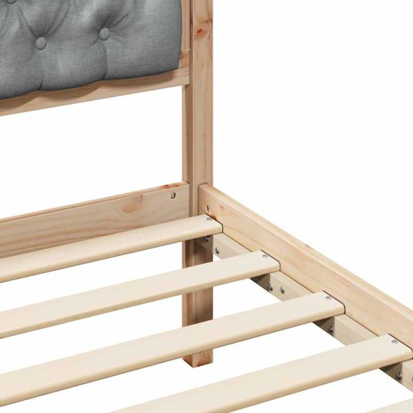ARDEBO.de - Bettgestell mit Kopfteil Hellgrau 90 x 200 cm Stoff