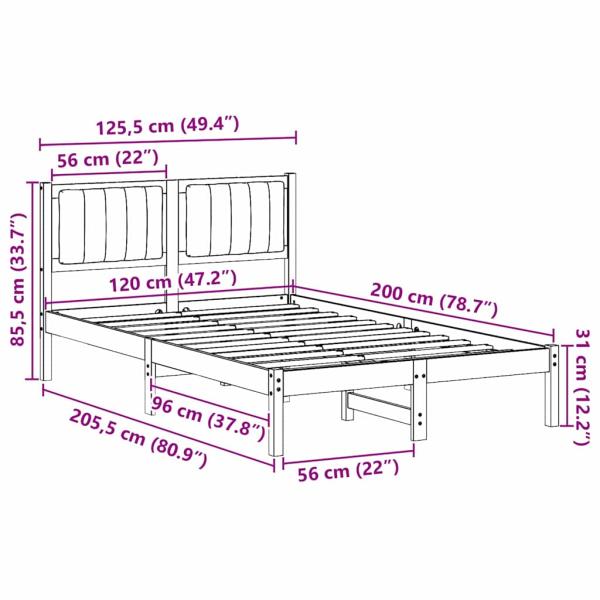 Bettgestell mit gepolstertem Kopfteil Hellgrau 120 x 200 cm