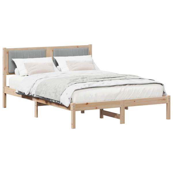 Bettgestell mit gepolstertem Kopfteil Hellgrau 135 x 190 cm