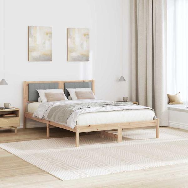 Bettgestell mit gepolstertem Kopfteil Hellgrau 135 x 190 cm