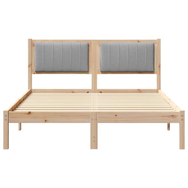 Bettgestell mit gepolstertem Kopfteil Hellgrau 135 x 190 cm
