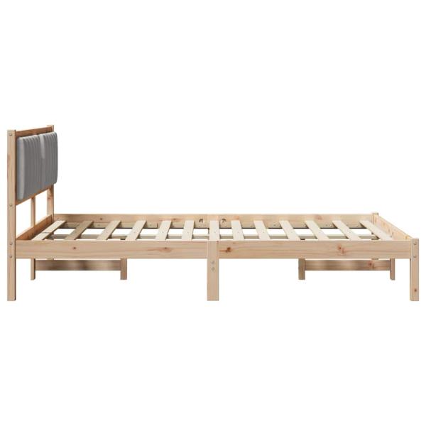 Bettgestell mit gepolstertem Kopfteil Hellgrau 135 x 190 cm