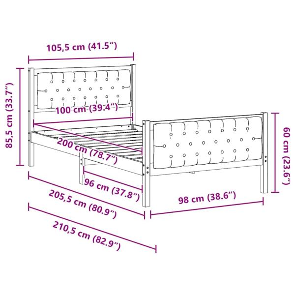 Bettgestell mit Kopfteil Hellgrau 100 x 200 cm Stoff