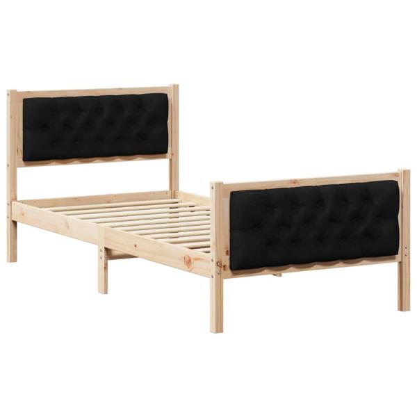 Bettgestell mit Kopfteil Schwarz 90 x 190 cm Stoff