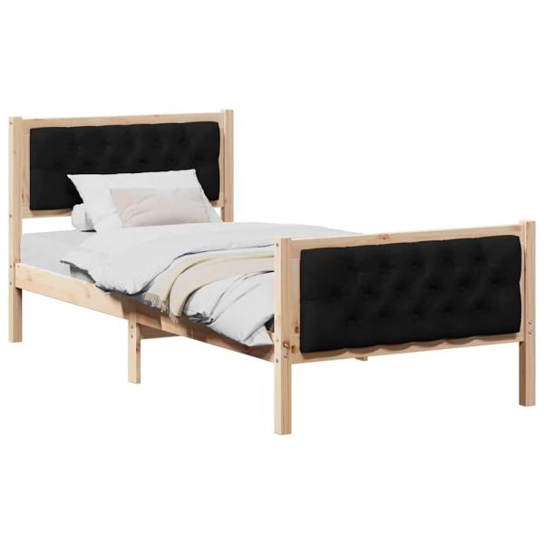 Bettgestell mit Kopfteil Schwarz 90 x 190 cm Stoff