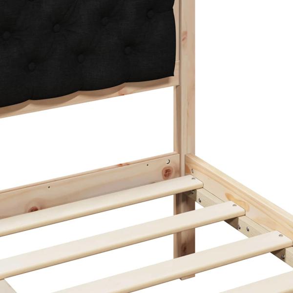 Bettgestell mit Kopfteil Schwarz 90 x 190 cm Stoff