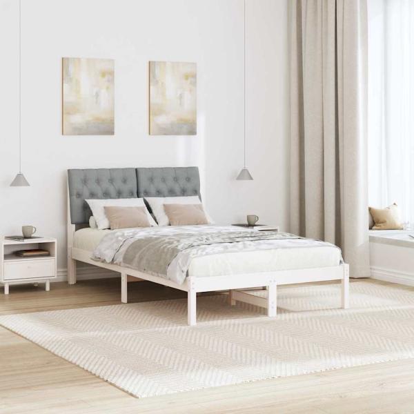 Bettgestell mit gepolstertem Kopfteil Weiß 120 x 190 cm