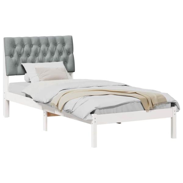 Bettgestell mit gepolstertem Kopfteil Weiß 90 x 190 cm