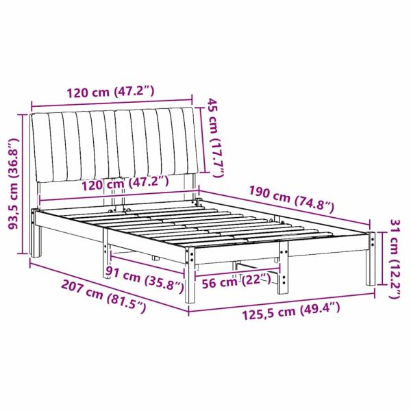 Bettgestell mit Kopfteil Braun 120 x 190 cm Stoff