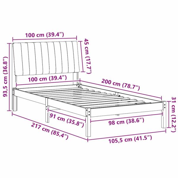 Bettgestell mit Kopfteil Braun 100 x 200 cm Stoff