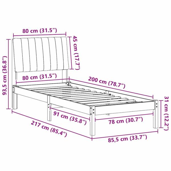 Bettgestell mit Kopfteil Braun 80 x 200 cm Stoff