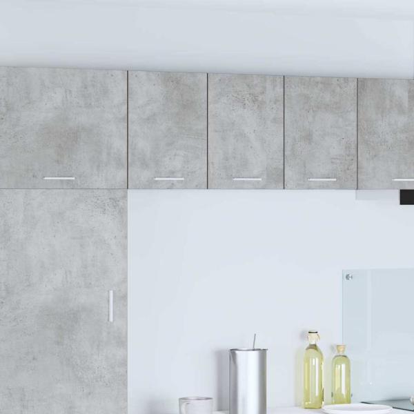 ARDEBO.de - Hängeschrank 2 stk. Betongrau und Weiß Holzwerkstoff