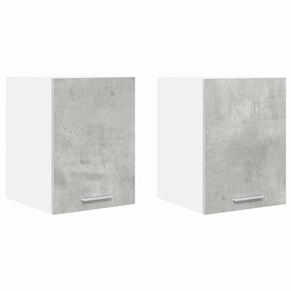 Hängeschrank 2 stk. Betongrau und Weiß Holzwerkstoff
