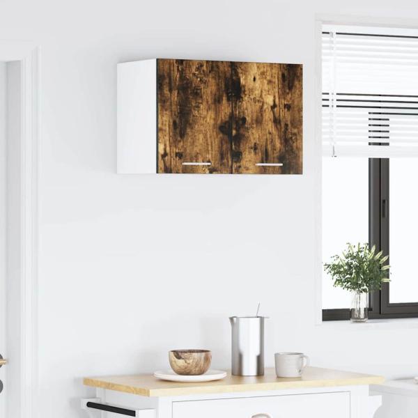 Hängeschrank mit Regal Riga 2 pcs Geräucherte Eiche und Weiß