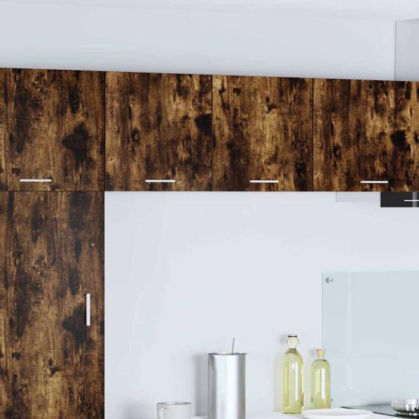 ARDEBO.de - Hängeschrank mit Regal Riga 2 pcs Geräucherte Eiche und Weiß