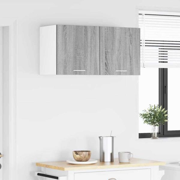 Hängeschrank mit Tür Riga Grau Sonoma und Weiß 40 x 31 x 40 cm