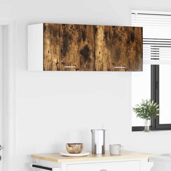Hängeschrank mit Regal Riga 2 pcs Geräucherte Eiche und Weiß