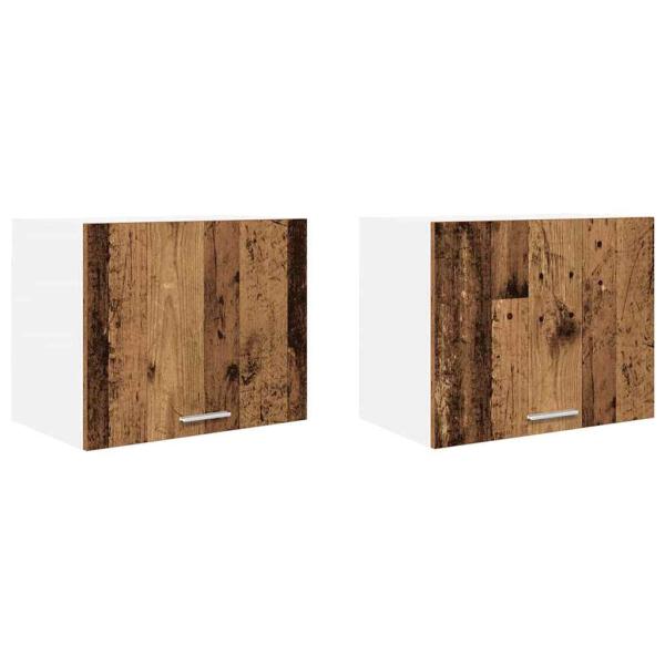 Hängeschrank 2 stk. Altes Holz und Weiß Holzwerkstoff