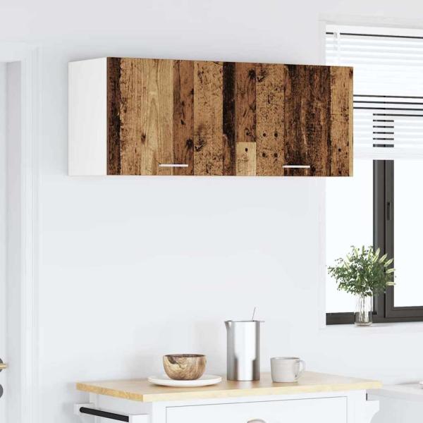 Hängeschrank 2 stk. Altes Holz und Weiß Holzwerkstoff