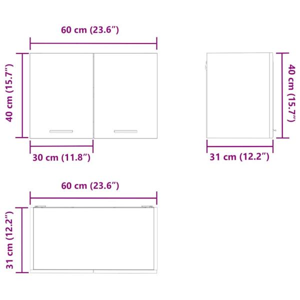 Hängeschrank Riga Artisan-Eiche und Weiß 60 x 31 x 40 cm