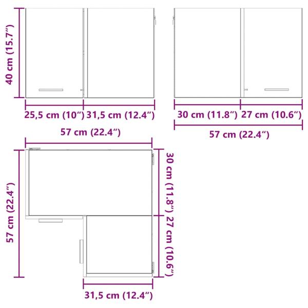 ARDEBO.de - Hängeschrank mit Regal Riga Weiß 57 x 57 x 40 cm Holzwerkstoff