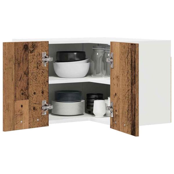 ARDEBO.de - Hängeschrank mit Regal Riga Altes Holz und Weiß 57 x 57 x 40 cm