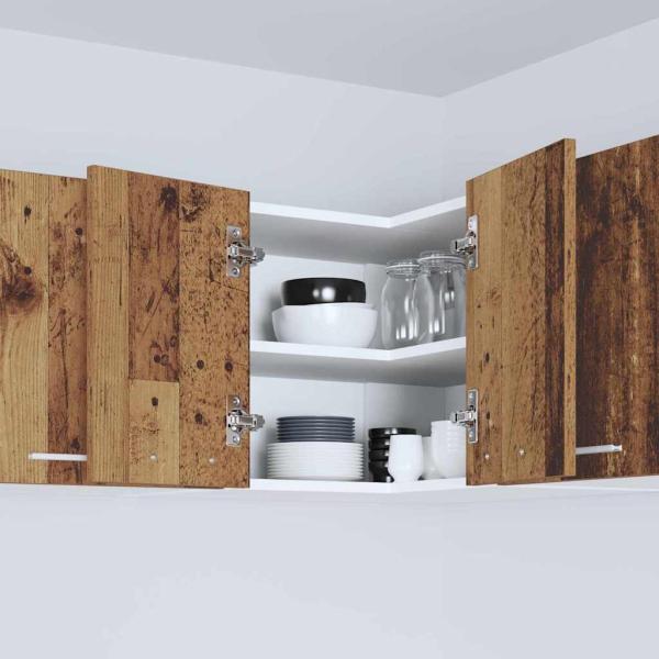 Hängeschrank mit Regal Riga Altes Holz und Weiß 57 x 57 x 40 cm