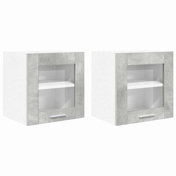 ARDEBO.de - Hängeschrank mit Regal Riga 2 pcs Beton Grau 40 x 31 x 40 cm
