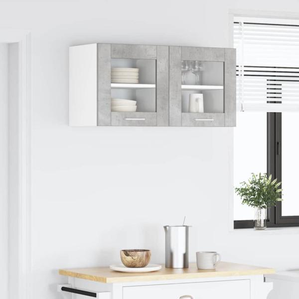 Hängeschrank 2 stk. Betongrau Holzwerkstoff