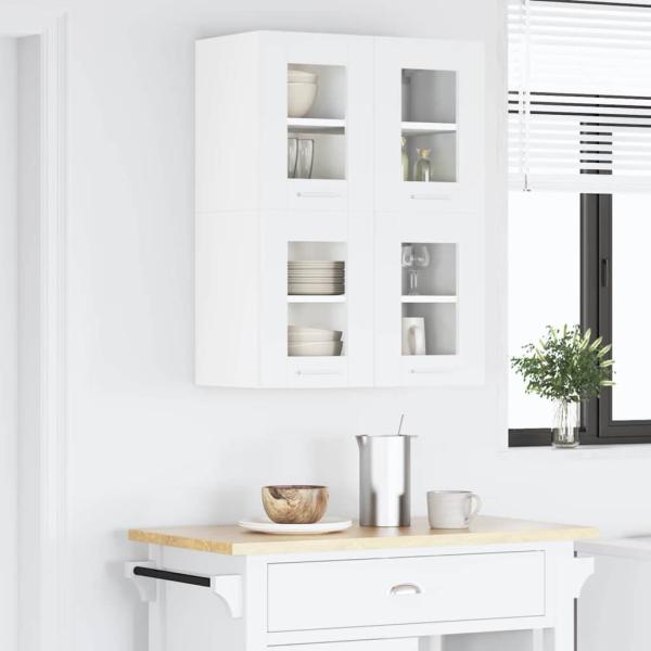ARDEBO.de - Hängeschrank mit Regal Riga Weiß 60 x 31 x 40 cm Holzwerkstoff