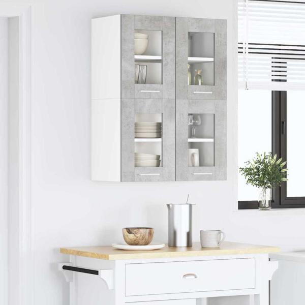 Hängeschrank 2 stk. Betongrau Holzwerkstoff