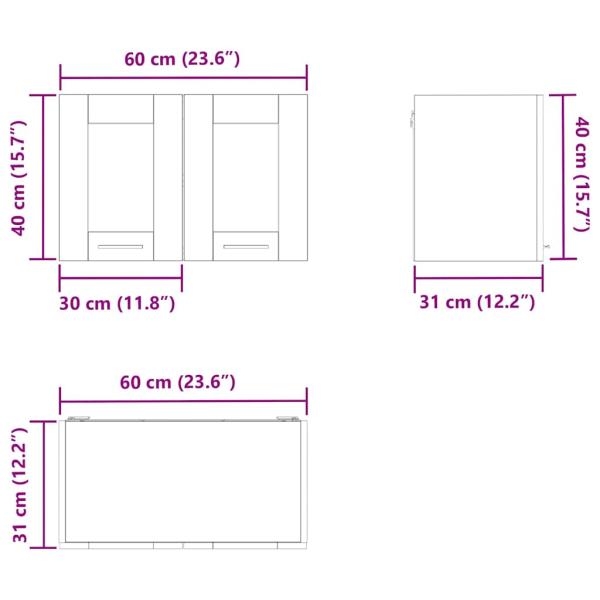Hängeschrank mit Tür Riga Altholz 60 x 31 x 40 cm Holzwerkstoff