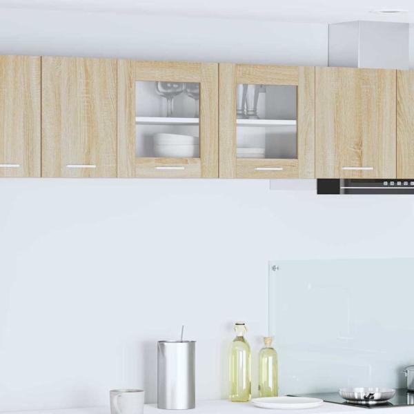 ARDEBO.de - Hängeschrank mit Tür Riga Sonoma-Eiche und Weiß 80 x 31 x 40 cm