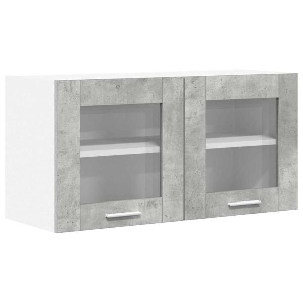 Hängeschrank mit Regal Riga Betongrau und Weiß 80 x 31 x 40 cm