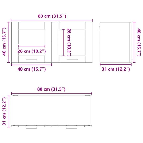 Hängeschrank mit Regal Riga Betongrau und Weiß 80 x 31 x 40 cm