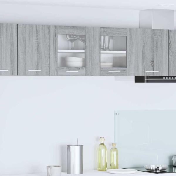 ARDEBO.de - Hängeschrank mit Tür Riga Grau Sonoma und Weiß 80 x 31 x 40 cm