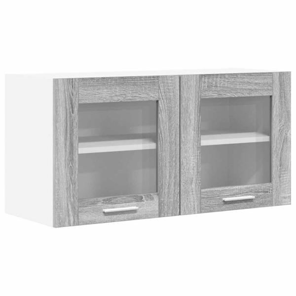 Hängeschrank mit Tür Riga Grau Sonoma und Weiß 80 x 31 x 40 cm