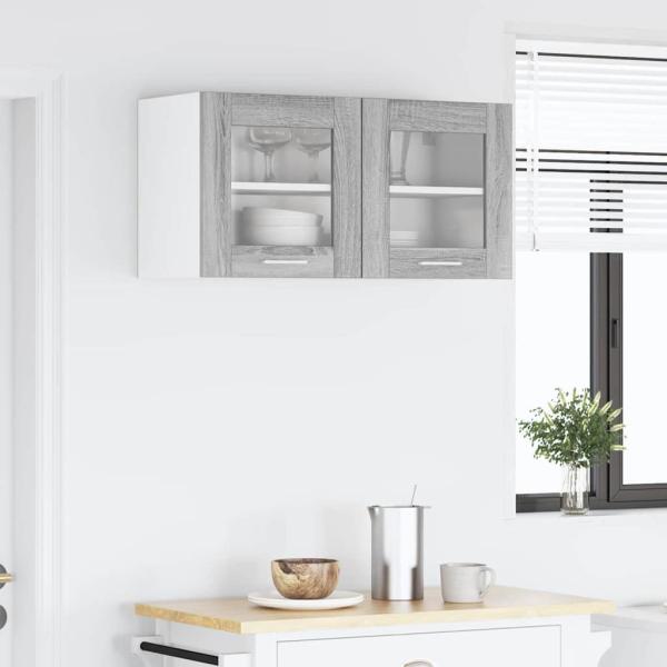 Hängeschrank mit Tür Riga Grau Sonoma und Weiß 80 x 31 x 40 cm