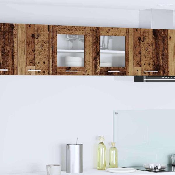 ARDEBO.de - Hängeschrank mit Regal Riga Altes Holz und Weiß 80 x 31 x 40 cm