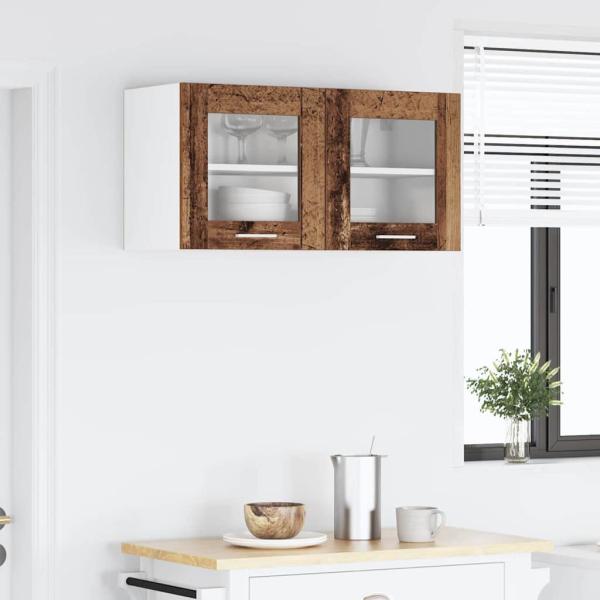 Hängeschrank mit Regal Riga Altes Holz und Weiß 80 x 31 x 40 cm