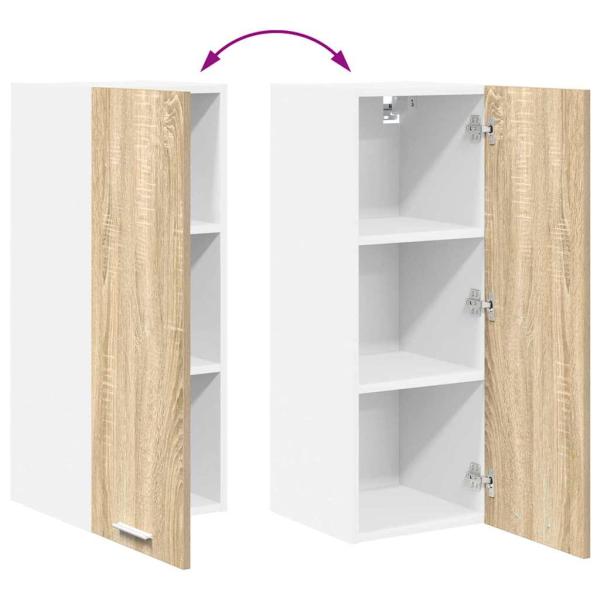 Hängeschrank mit Tür Riga Sonoma-Eiche und Weiß 30 x 31 x 80 cm