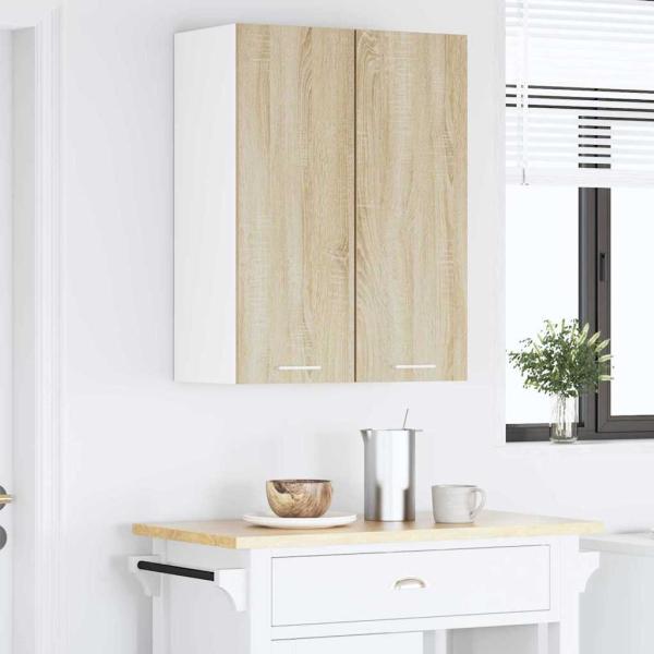 Hängeschrank mit Tür Riga Sonoma-Eiche und Weiß 30 x 31 x 80 cm