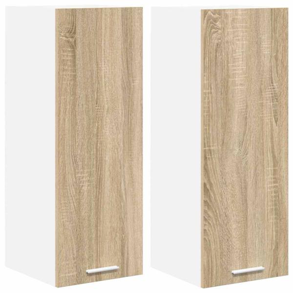 ARDEBO.de - Hängeschrank Riga 2 pcs Sonoma-Eiche und Weiß 30 x 31 x 80 cm