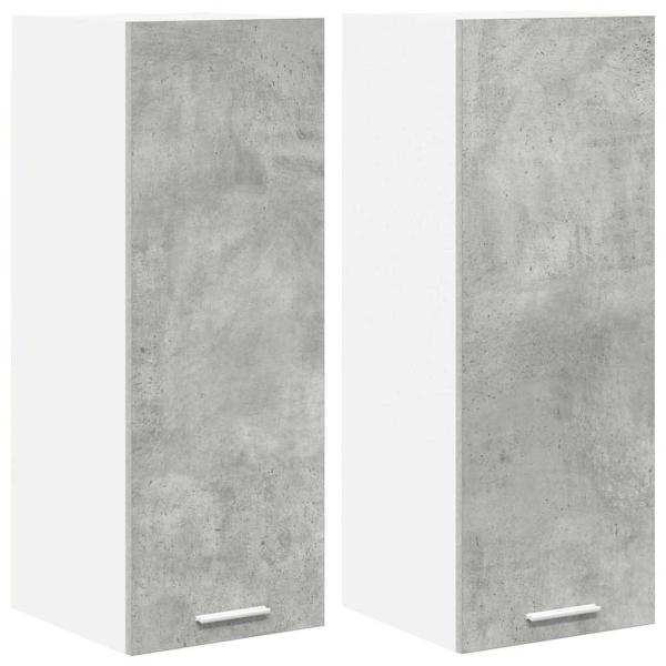Hängeschrank 2 stk. Betongrau und Weiß Holzwerkstoff