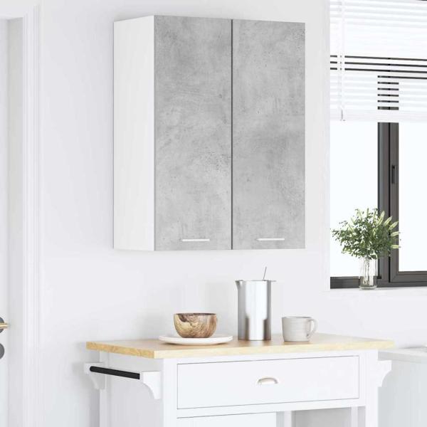 Hängeschrank 2 stk. Betongrau und Weiß Holzwerkstoff