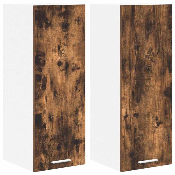 Hängeschrank mit Regal Riga 2 pcs Geräucherte Eiche und Weiß