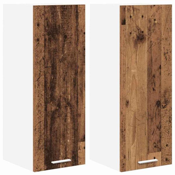 Hängeschrank Riga 2 pcs Altes Holz und Weiß 30 x 31 x 80 cm