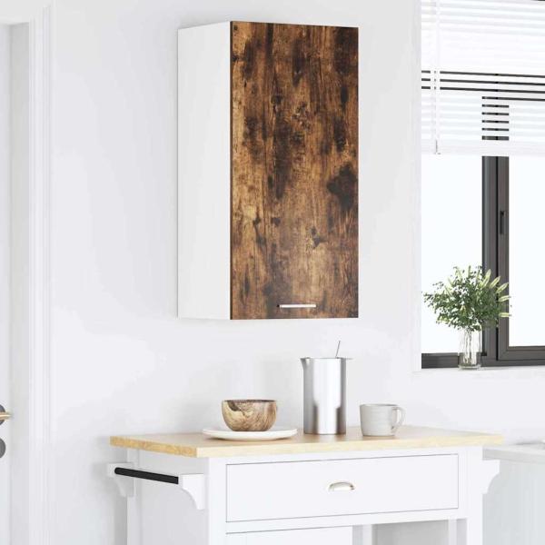 Hängeschrank Riga Geräucherte Eiche und Weiß 40 x 31 x 80 cm